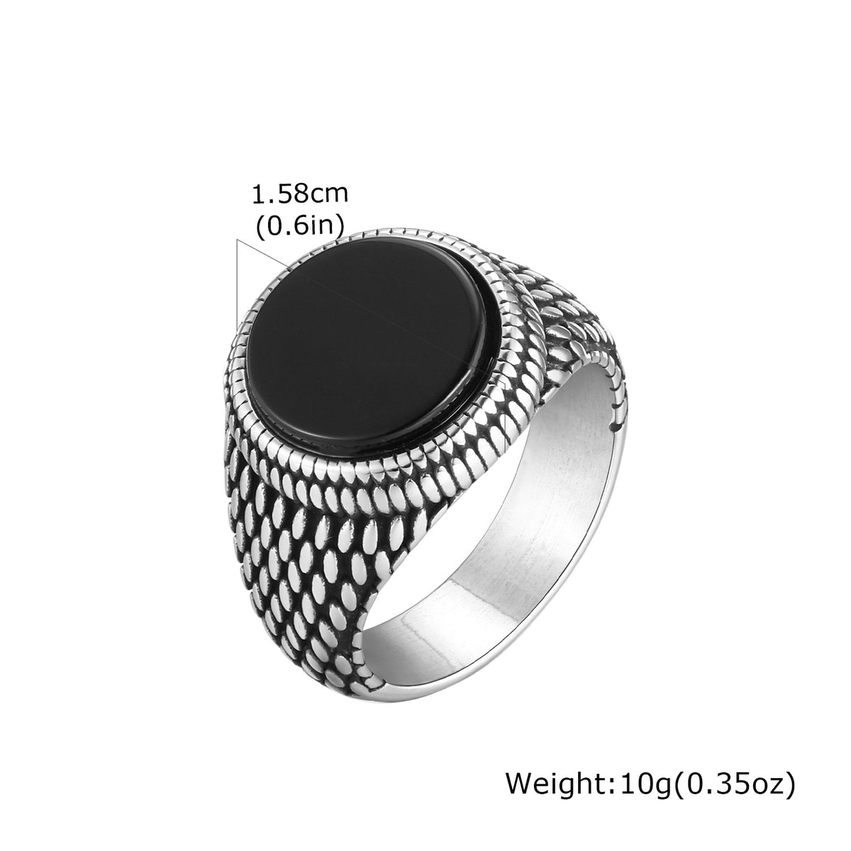 Stainless Steel Ring Square Glass Stone Oval Natural Tiger's Eye Agate