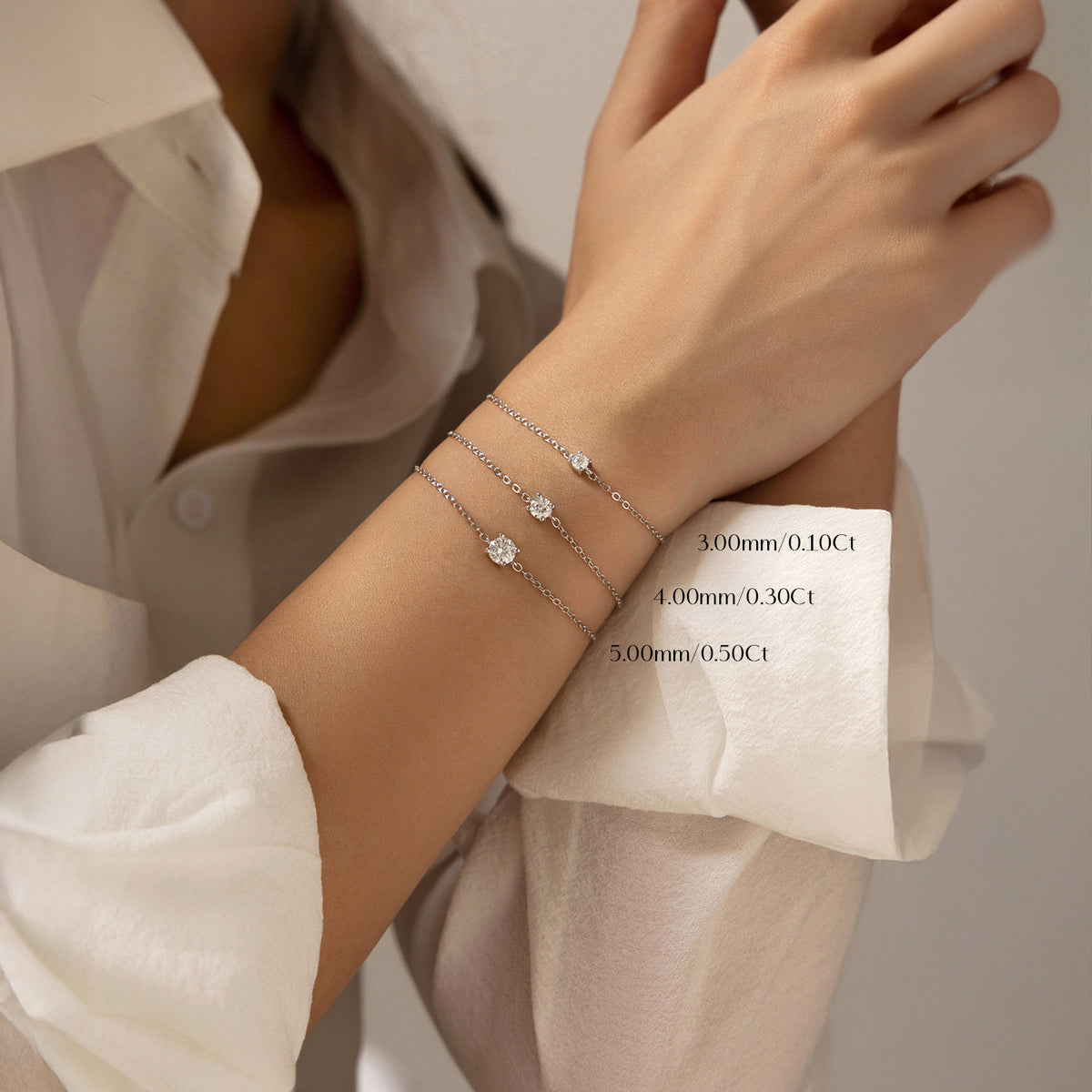 925 Sterling Silver Moissanite Stacking Bracelet