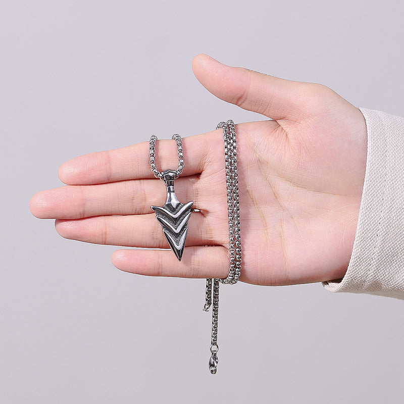 Stainless Steel Necklace - Minimalist Viking Arrow