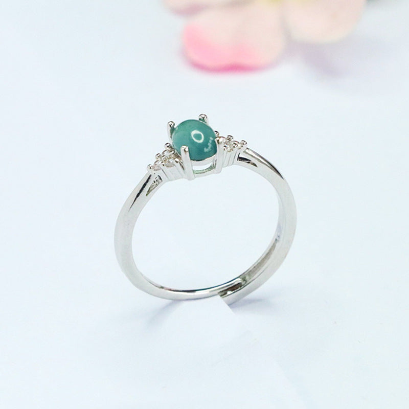 Blue-Water Jadeite Starburst Claw Ring