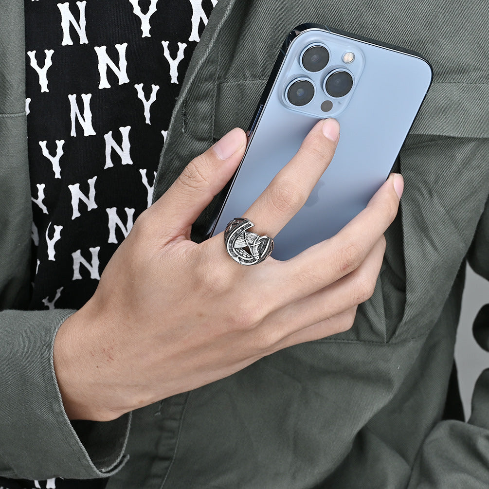 European And American Style Retro Horseshoe Horse Head Ring For Men