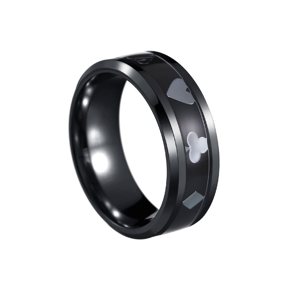 Planderful Everyday Genie 8mm Titanium Steel Ring With Playing Card Design For Men Unisex Protection Statement
