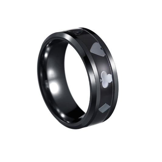 Planderful Everyday Genie 8mm Titanium Steel Ring With Playing Card Design For Men Unisex Protection Statement
