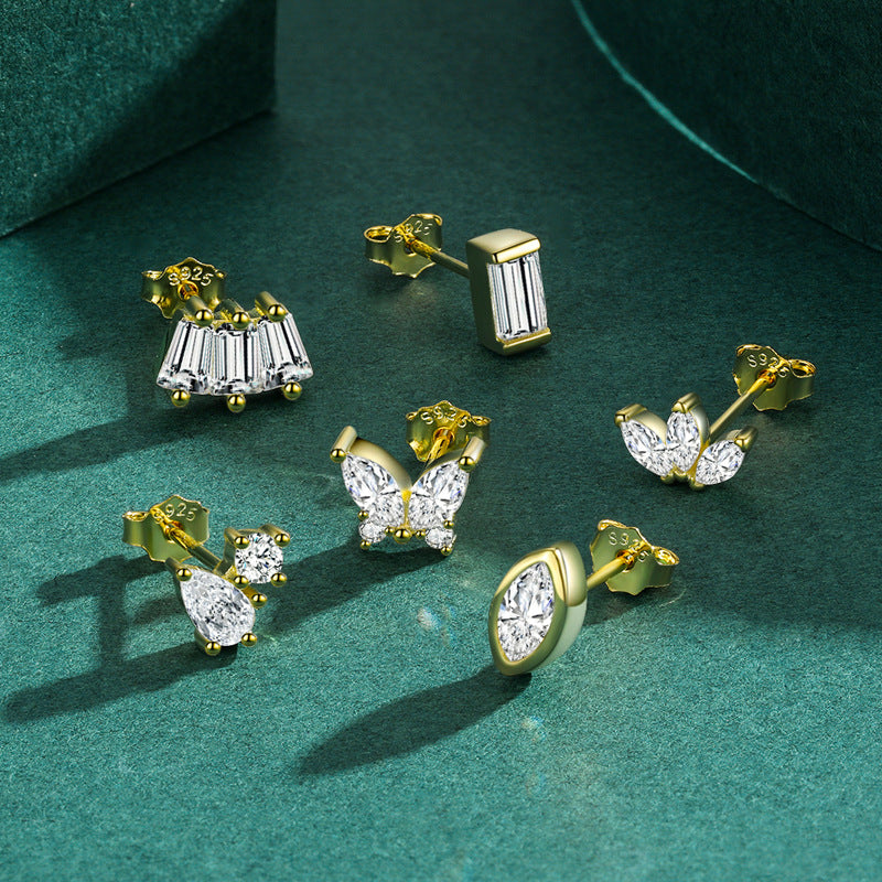 925 Sterling Silver Geometric Zircon Earrings