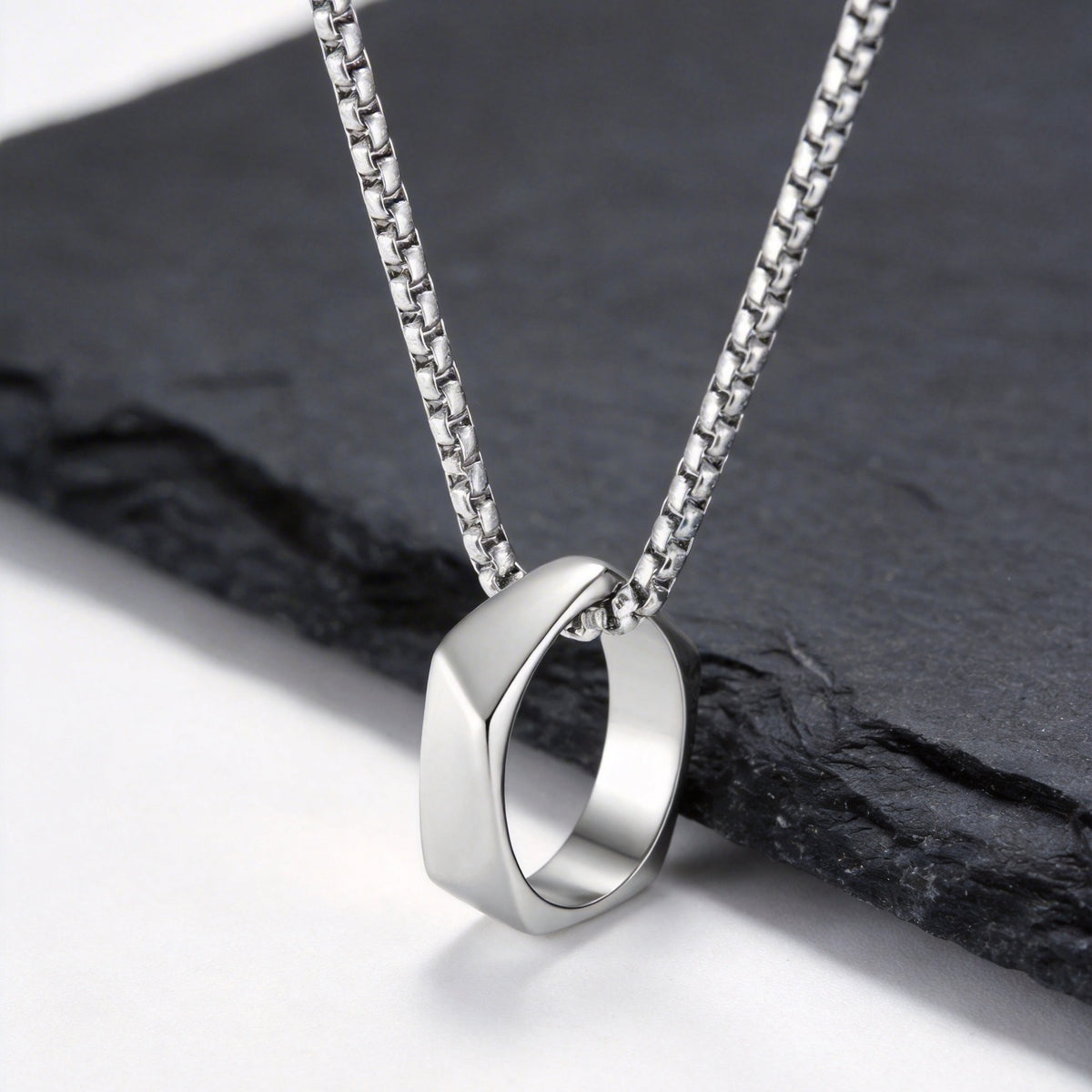 Cold Wind Stainless Steel Design Geometric Mobius Ring Pendant