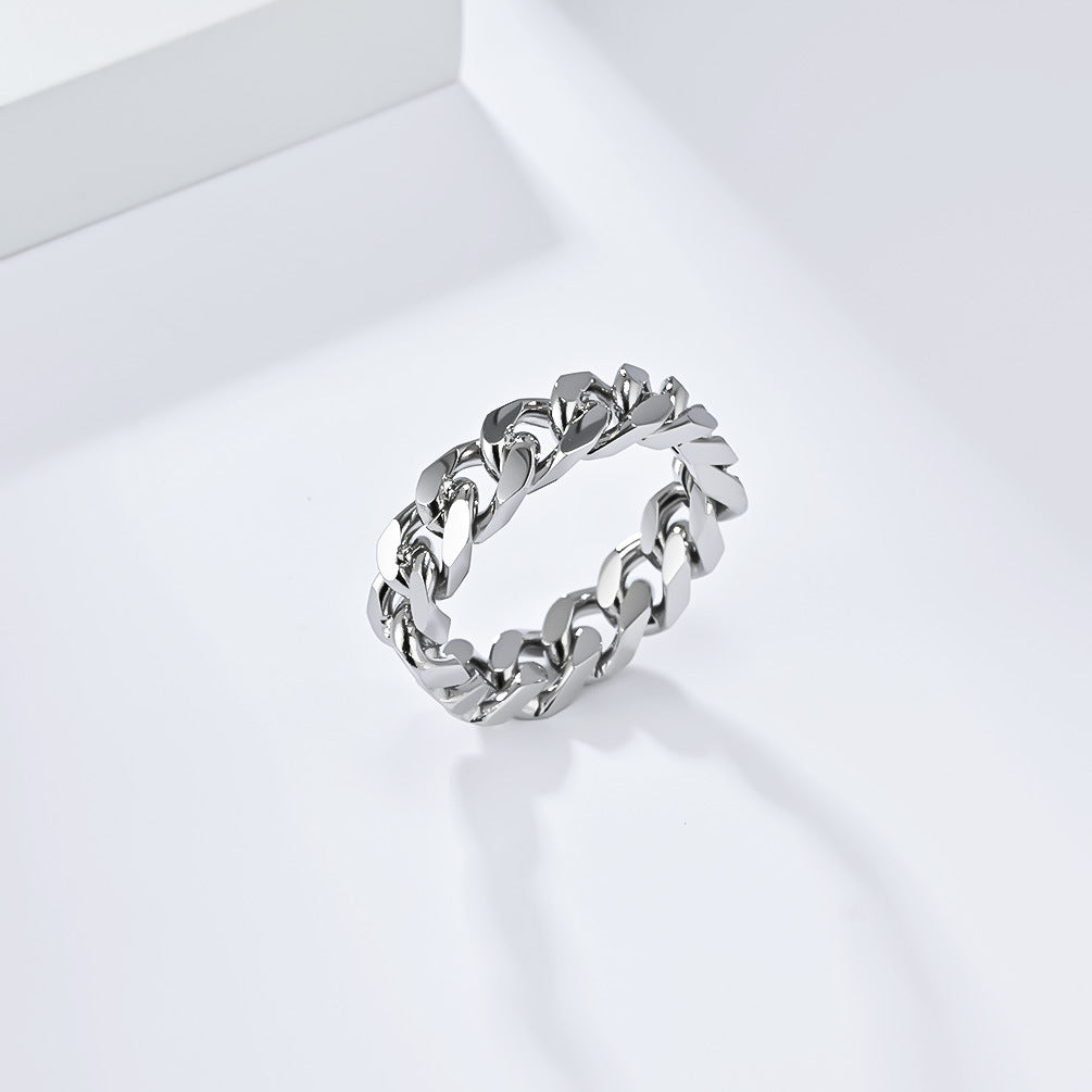 Cross-Border INS Neutral Light Luxury Stainless Steel Chain Ring