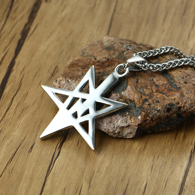 Hip-Hop Necklace Stainless Steel Five-Pointed Star Pendant