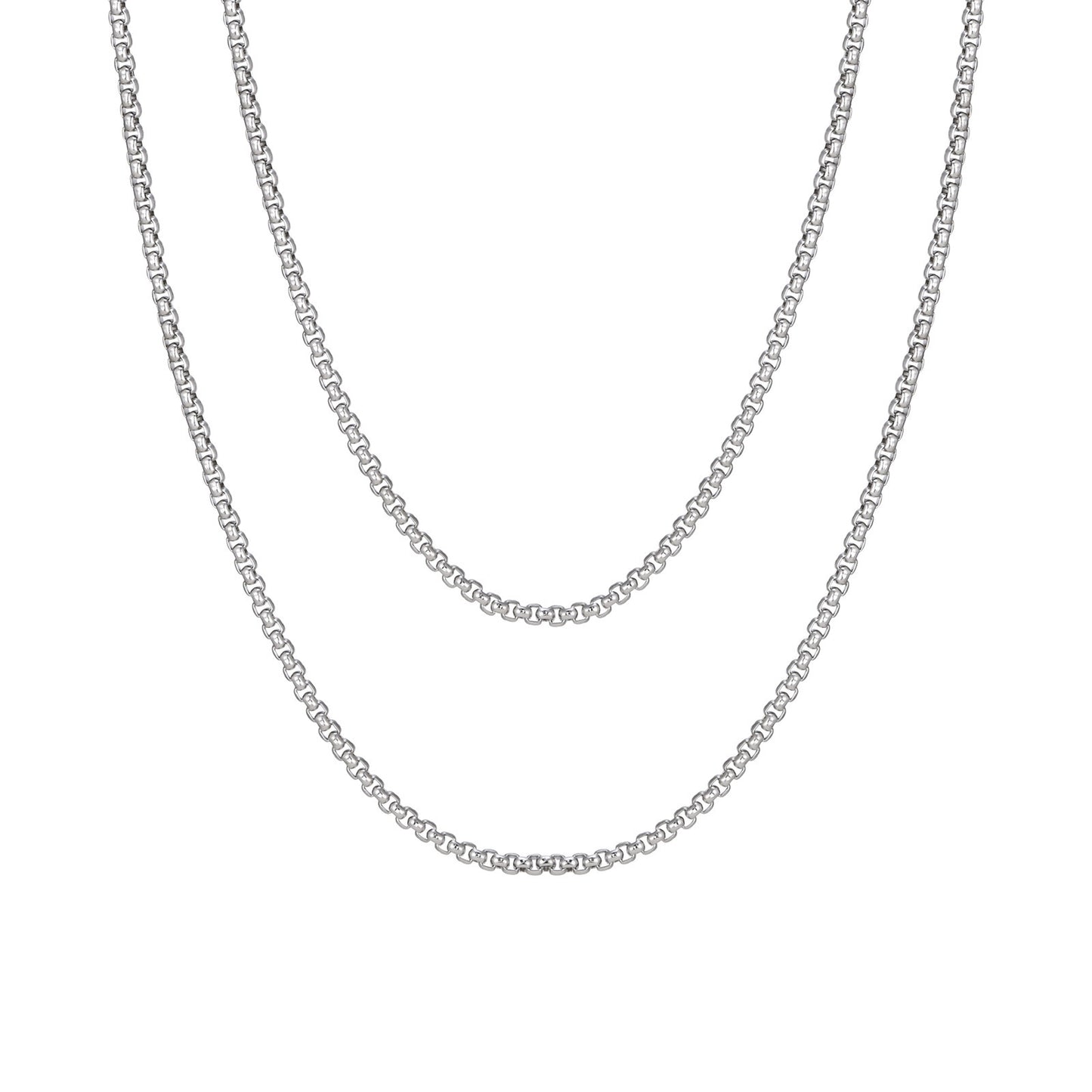 Men's Double Stainless Steel Necklace Hip Hop Style for Men