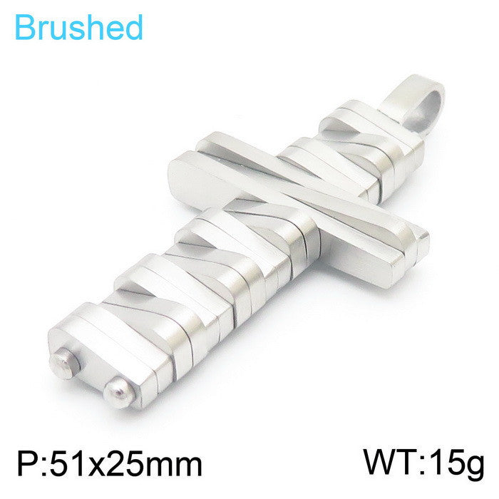 Hip-Hop Men's Personalized Irregular Cross Pendant Necklace in Stainless Steel and Titanium