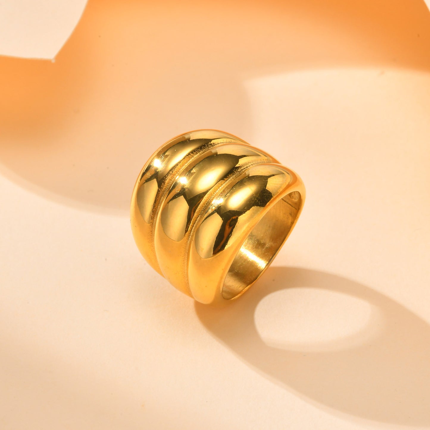 Rings Stainless Steel Multi-Layer Twist Three-Layer 18K Gold Fashion Jewelry