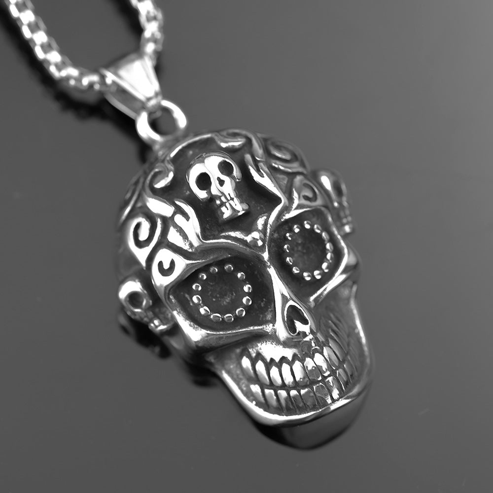 Retro Stainless Steel Men's Pendant Gothic Skull Necklace