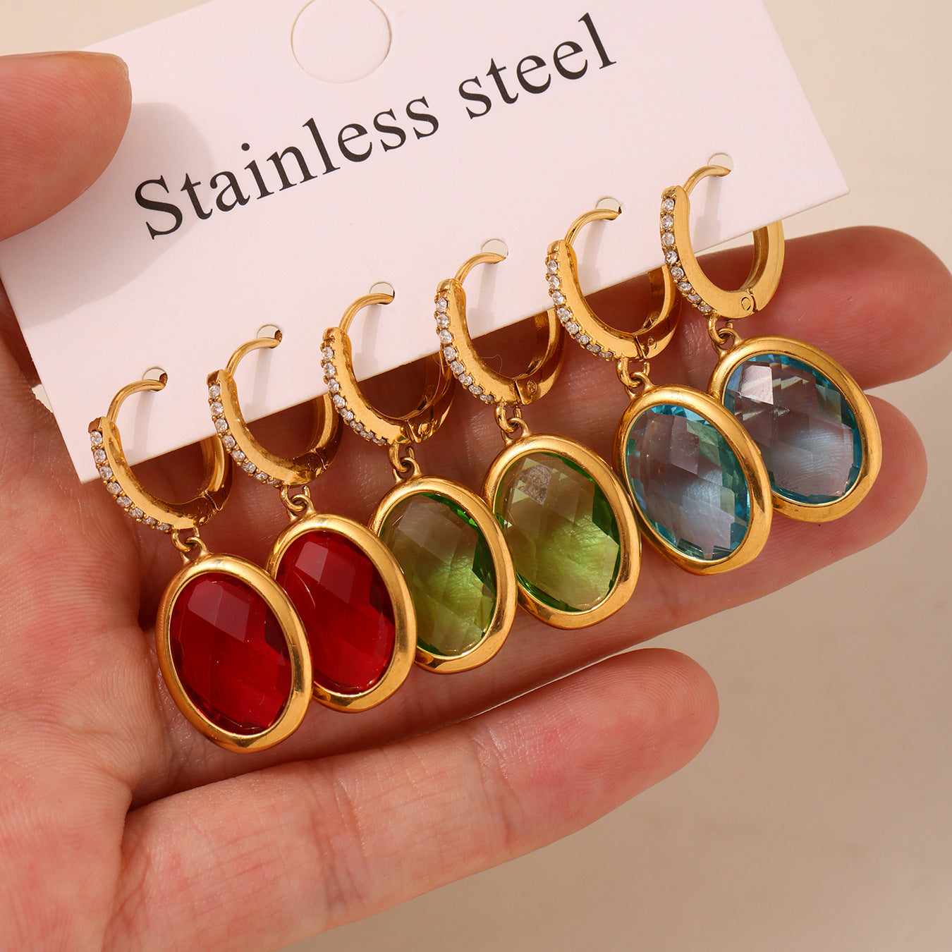 Planderful Lido Cut Oval Czech Glass Zircon Earrings Party