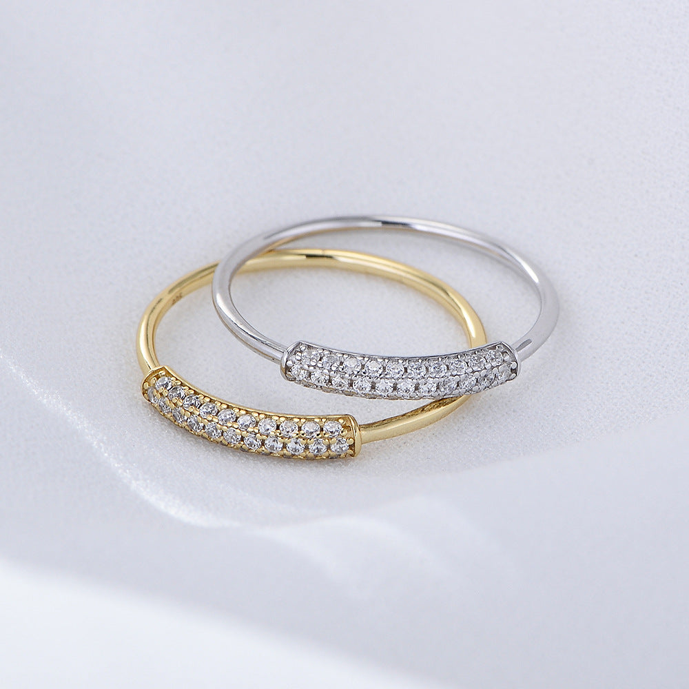 Korean Version Sterling Silver Micro-Inlaid Zircon Ring Index Finger Ring Tail Ring Jewelry