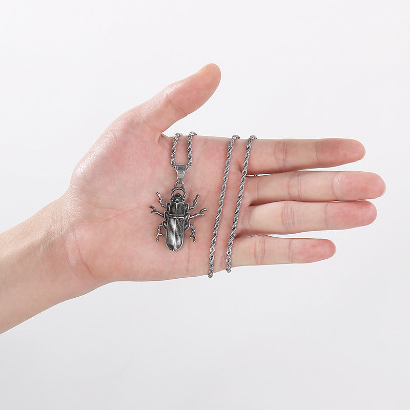 Planderful Beetle Pendant Stainless Steel Retro Mens Pendant