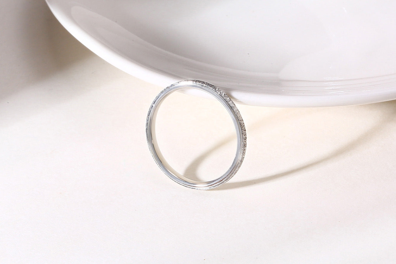 Ring Ins Titanium Steel Frosted Ring Rose Gold Ladies 2MM