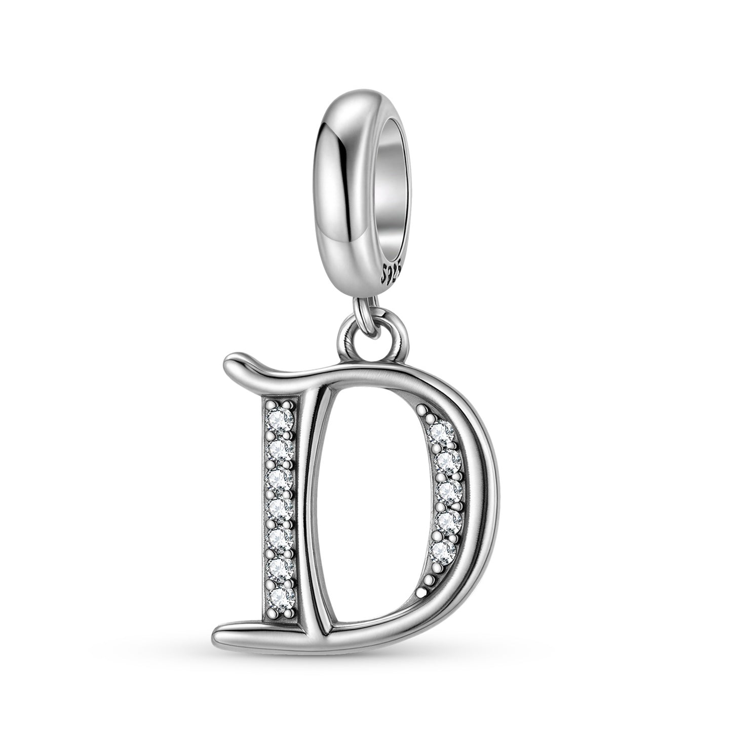 Planderful Jewelry 26 Letter Sterling Silver Pendant With Zircon Inlays Necklace
