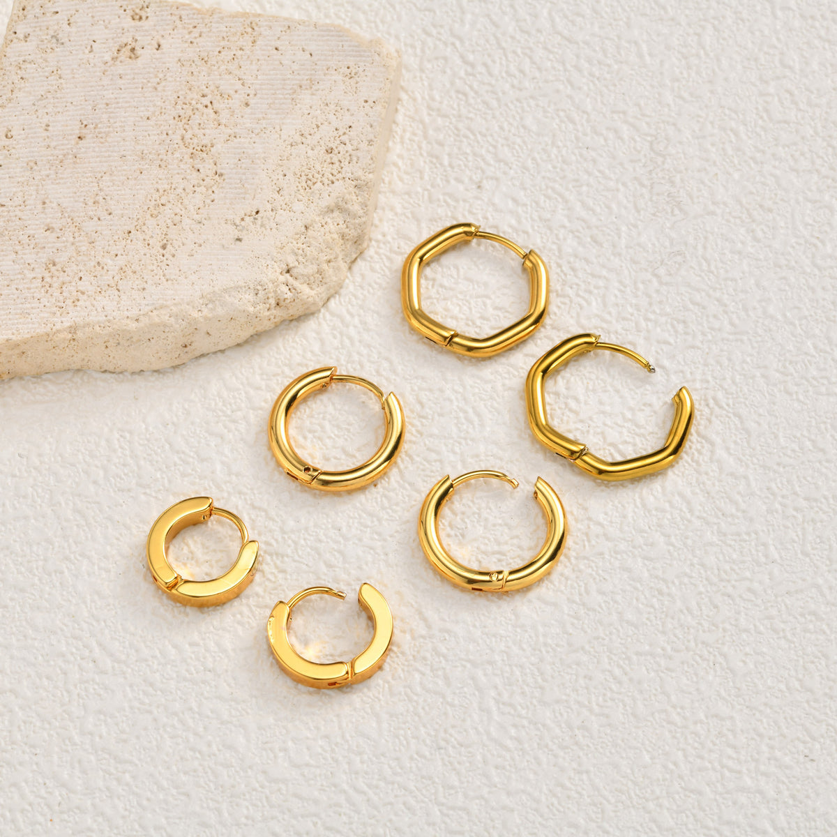 Gold-Tone Hinged Hoop Earrings — 3-Pair Set