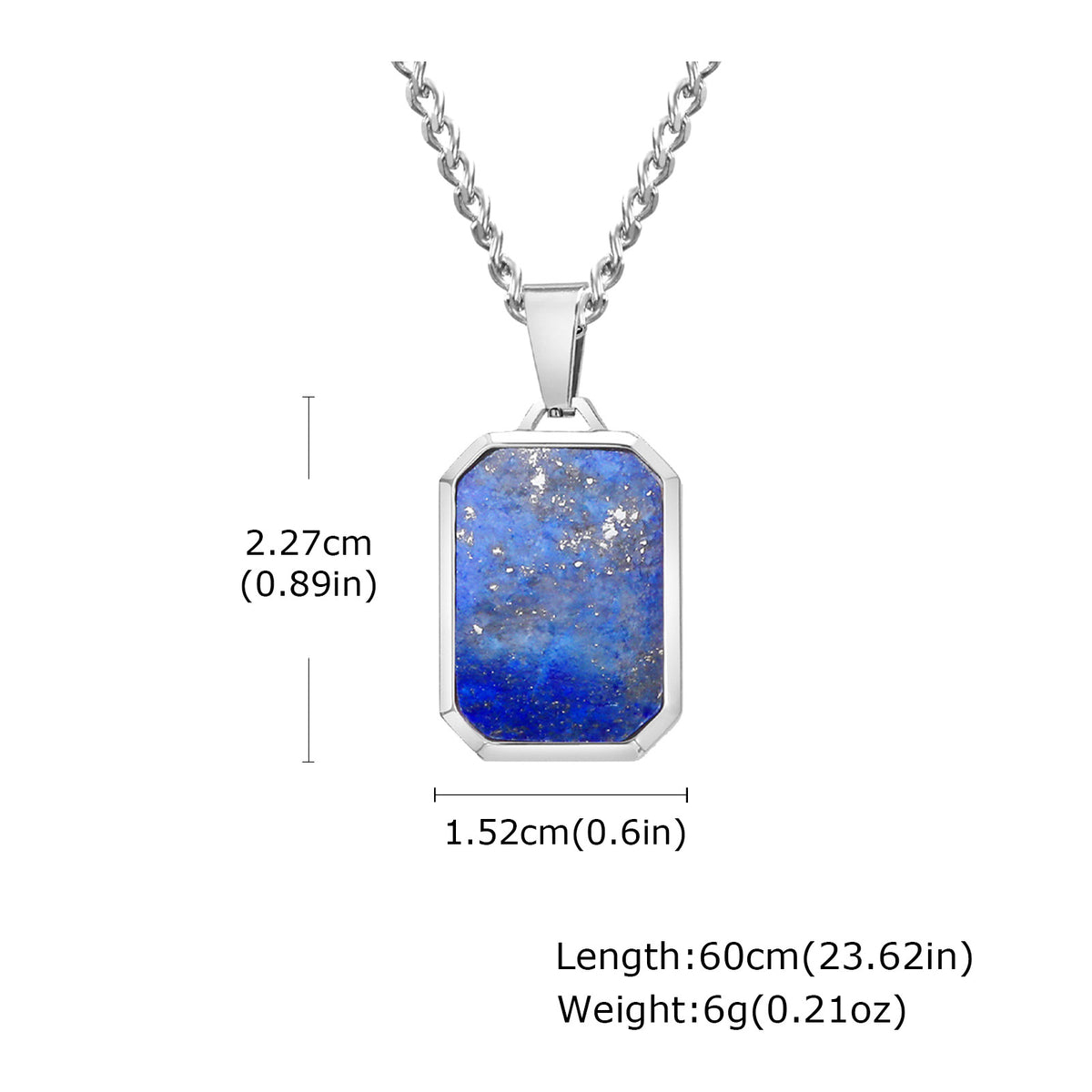 Tiger's Eye Turquoise Lapis Lazuli Geometric Stainless Steel Necklace