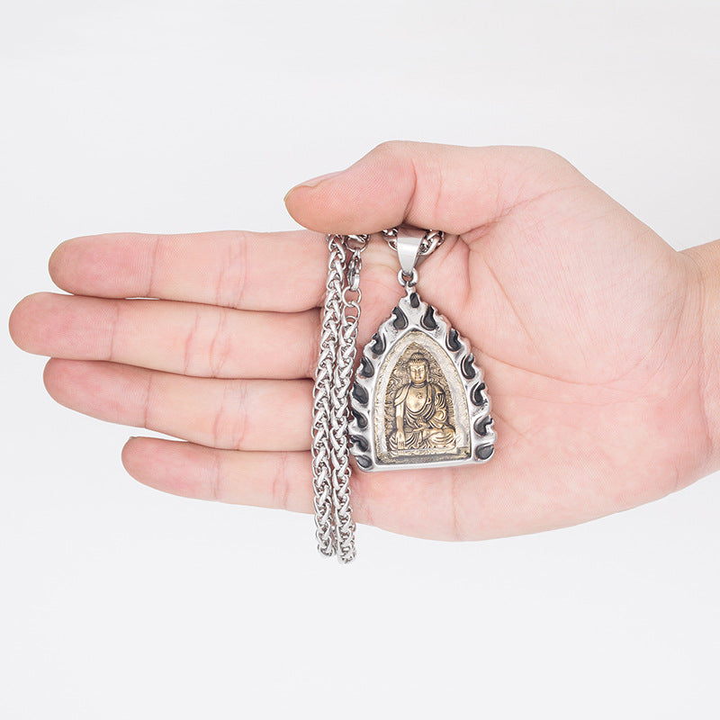 Titanium Steel Necklace – Vintage Buddha Zodiac Charms