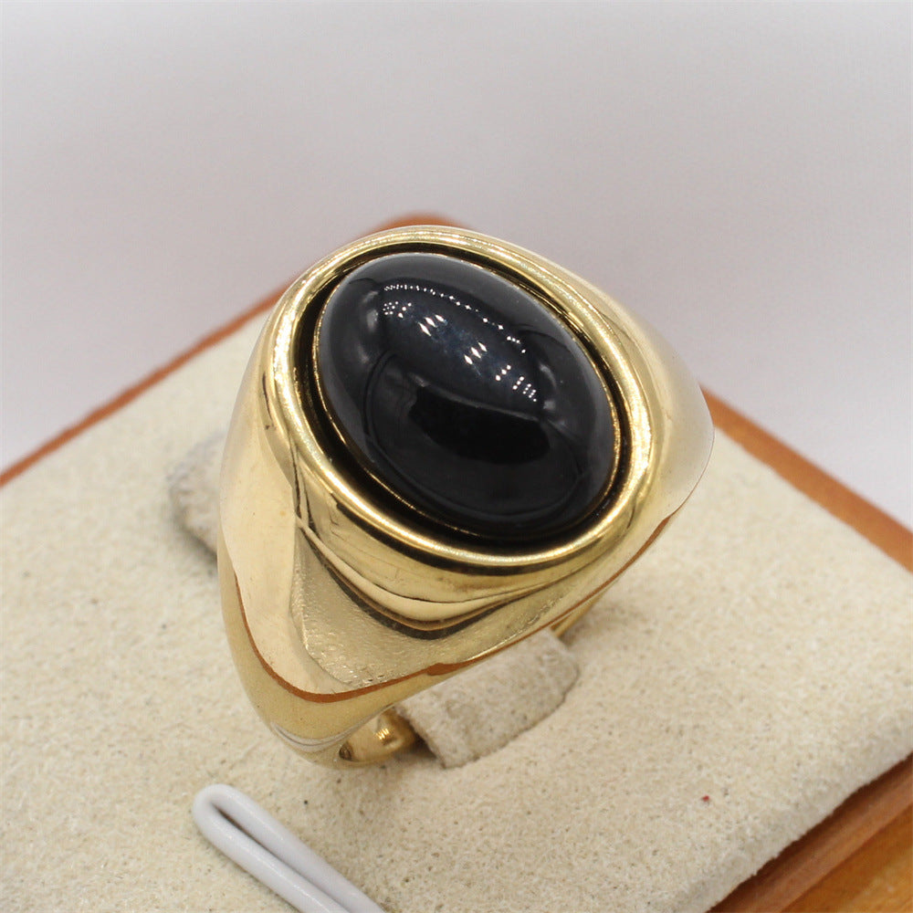 Planderful Titanium Steel Ring Unisex Retro Court Style Oval Design For Everyday Fashion Lovers