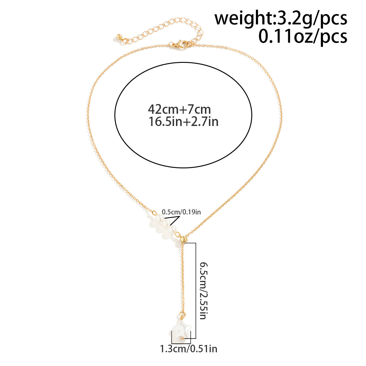 Adjustable Star & Pearl-Style Pendant Necklace