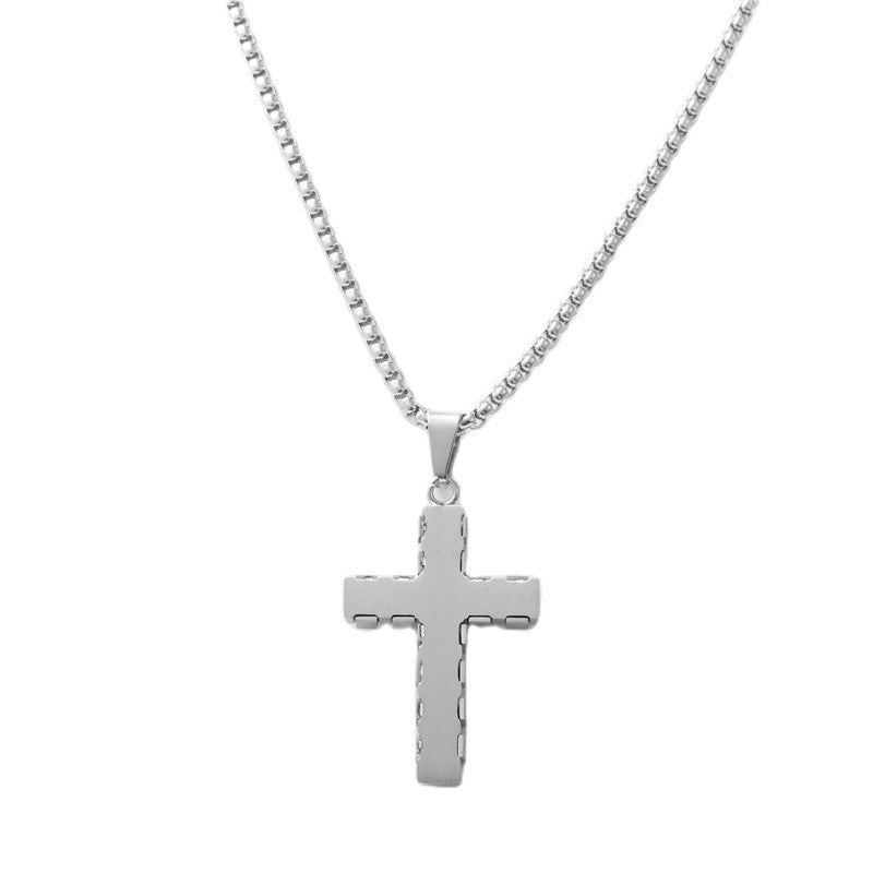 Stylish Titanium Steel Cross Pendant Necklace for Men - Personalized Retro Design