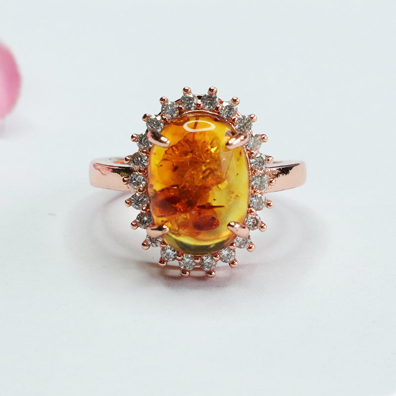 Sunflower Amber Zircon Ring with Sterling Silver