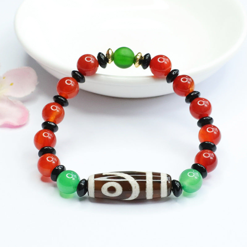 Tianzhu Bead and Chalcedony Agate Bracelet in Sterling Silver