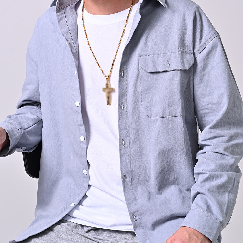 Source Factory Direct Sales European and American Cross Titanium Steel Necklace