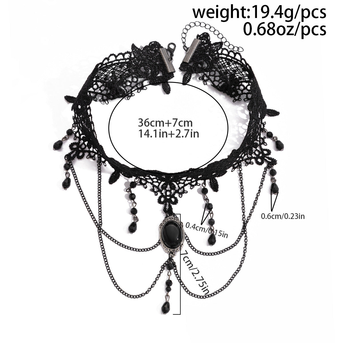Gothic Lace Gemstone-Style Choker