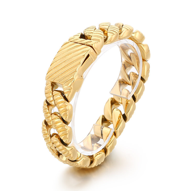 Planderful Titanium Steel Bracelet Unisex Cuban Chain Bold