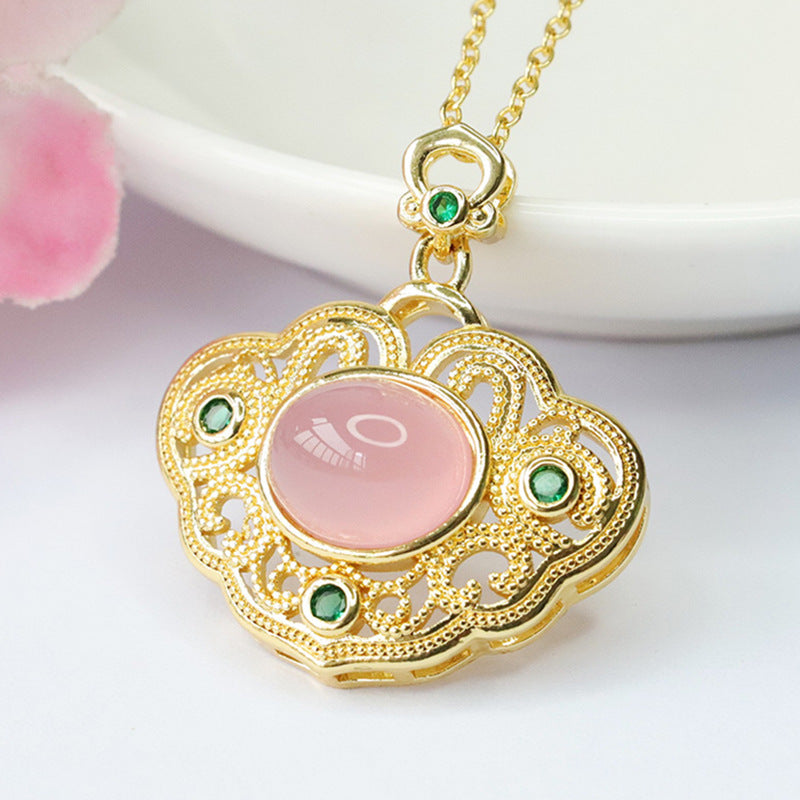 Golden Palace Chalcedony Ruyi Pendant with Oval Design