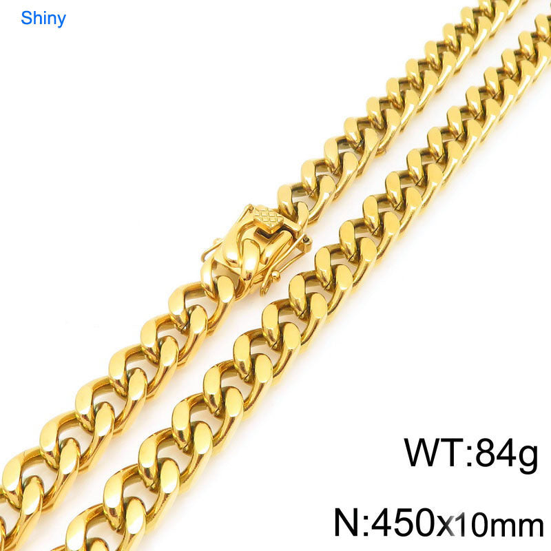 Planderful Titanium Dragon Beard Cuban Chain Necklace Men