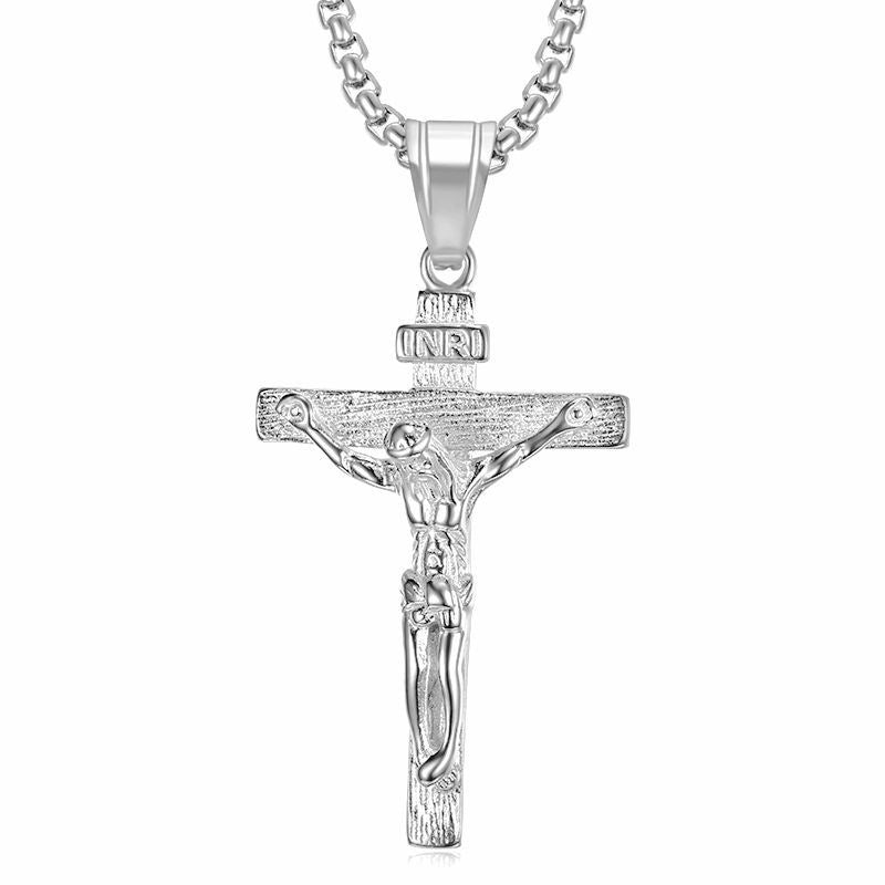 Jesus Cross Pendant Necklace Delicate Gold Plated Stainless Steel Planderful Gift For Her
