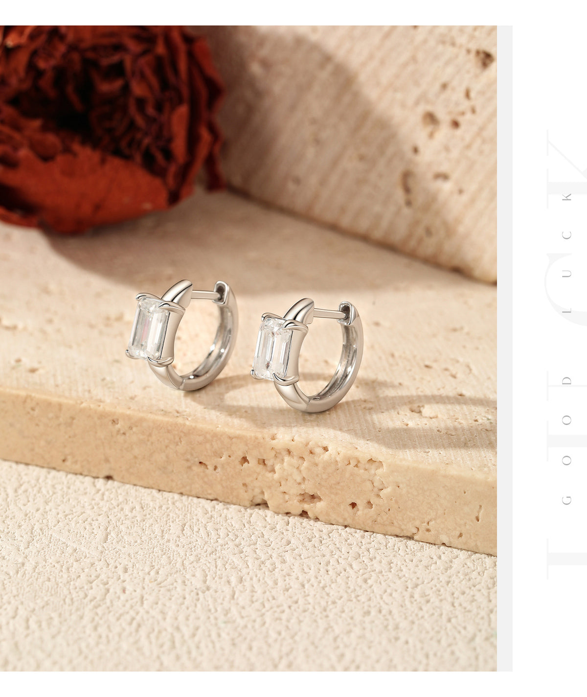 925 Sterling Silver Geometric Moissanite Hoop Earrings