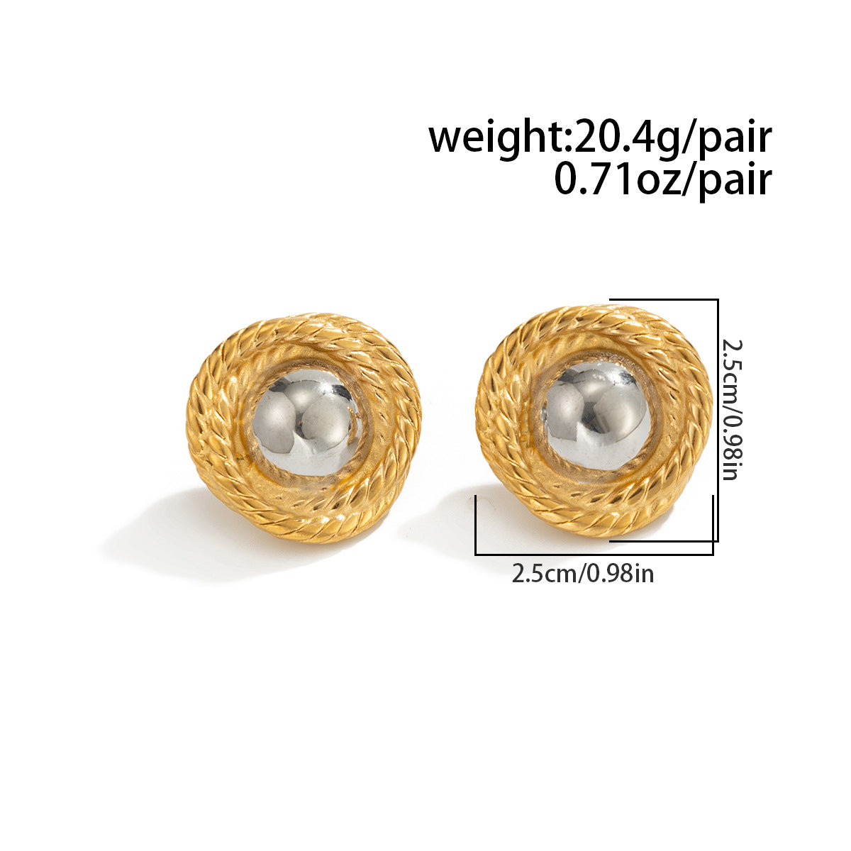 Planderful Vienna Verve Stainless Steel Stud Earrings For Women Textured Oval Beaten Texture