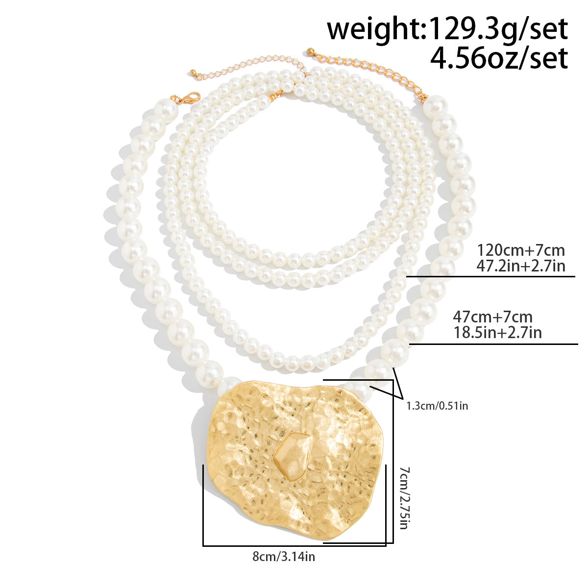 French Pearl & Sculptural Leaf Layered Necklace