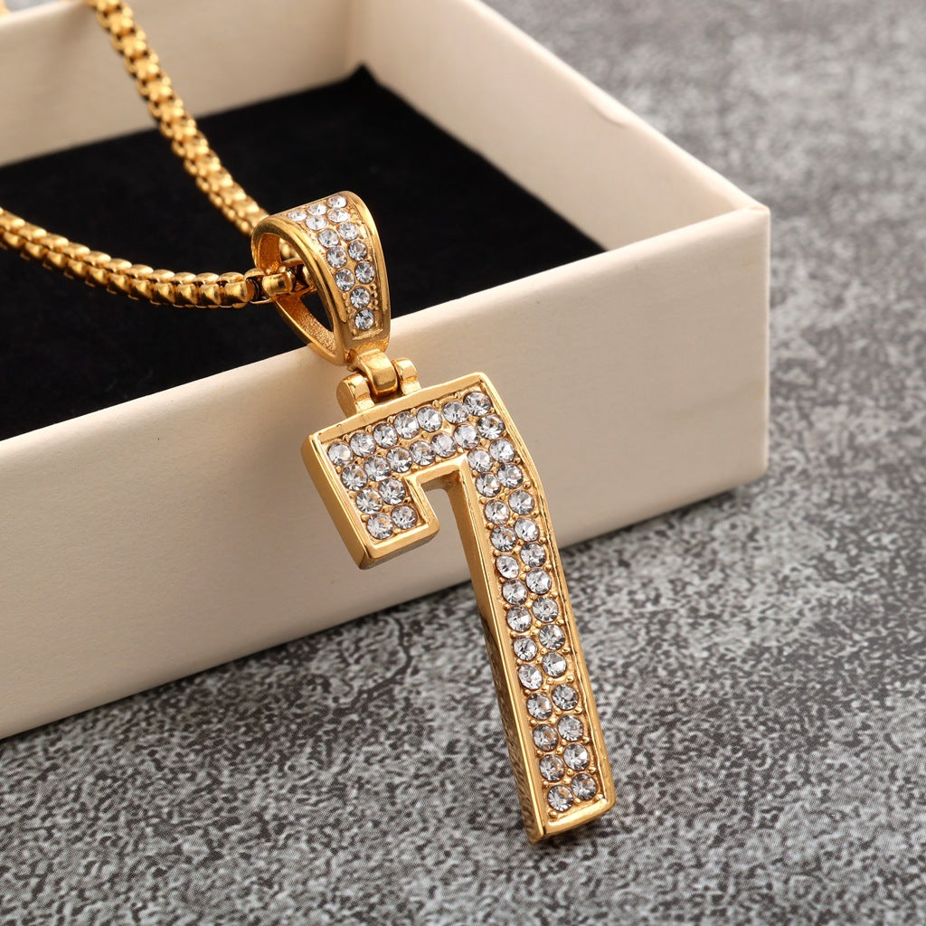 Single-Sided Zircon Stainless Steel Men's Pendant Necklace