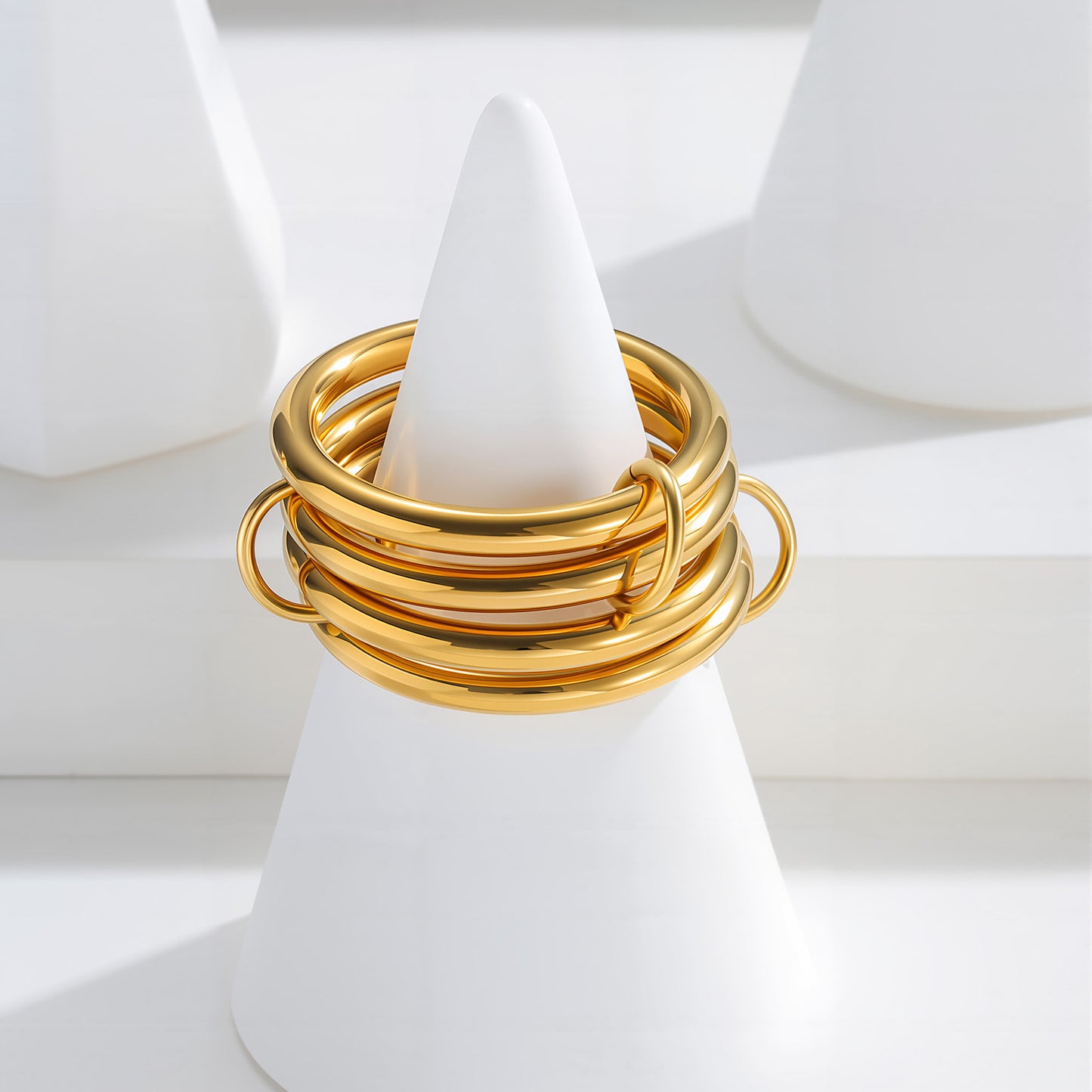 Planderful Four Layer Stacked Ring For Women 18K Gold Plated