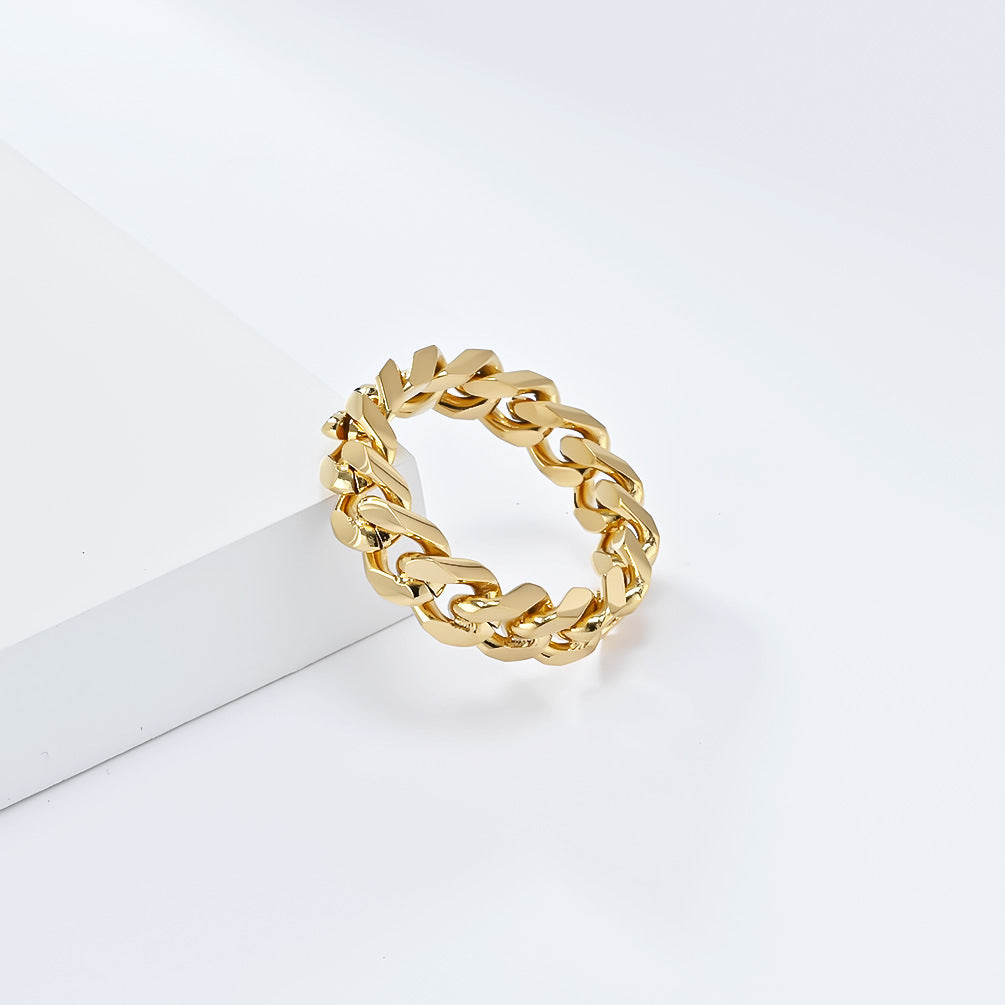 Neutral Simple Light Luxury Titanium Steel Chain Ring Jewelry