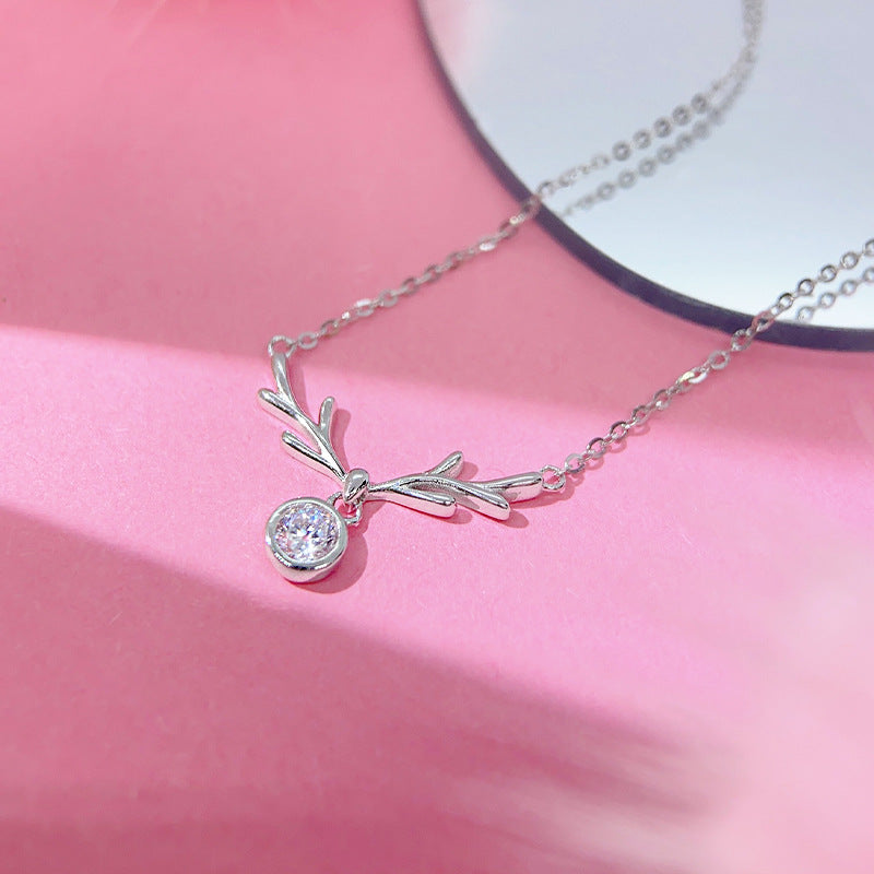 Christmas New Yilu Necklace S925 Silver Antler Collarbone Chain