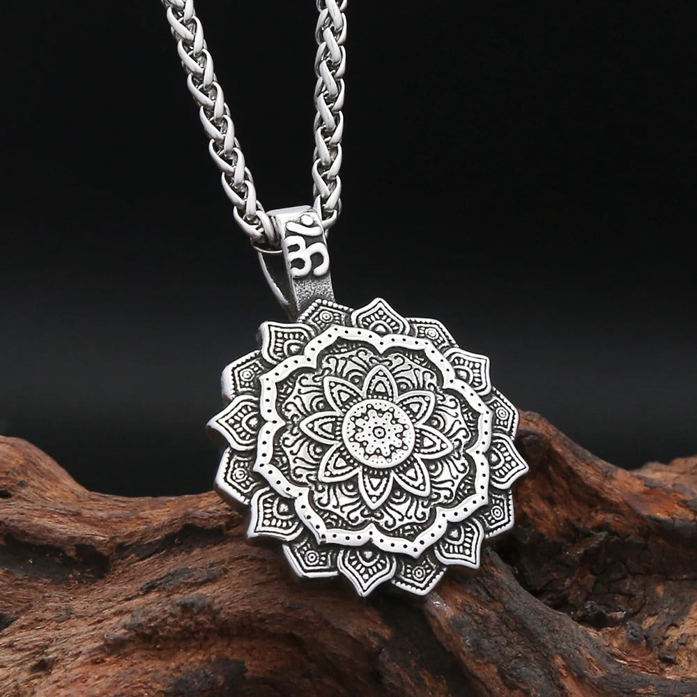 Vintage Mandala Stainless Steel Pendant Necklace