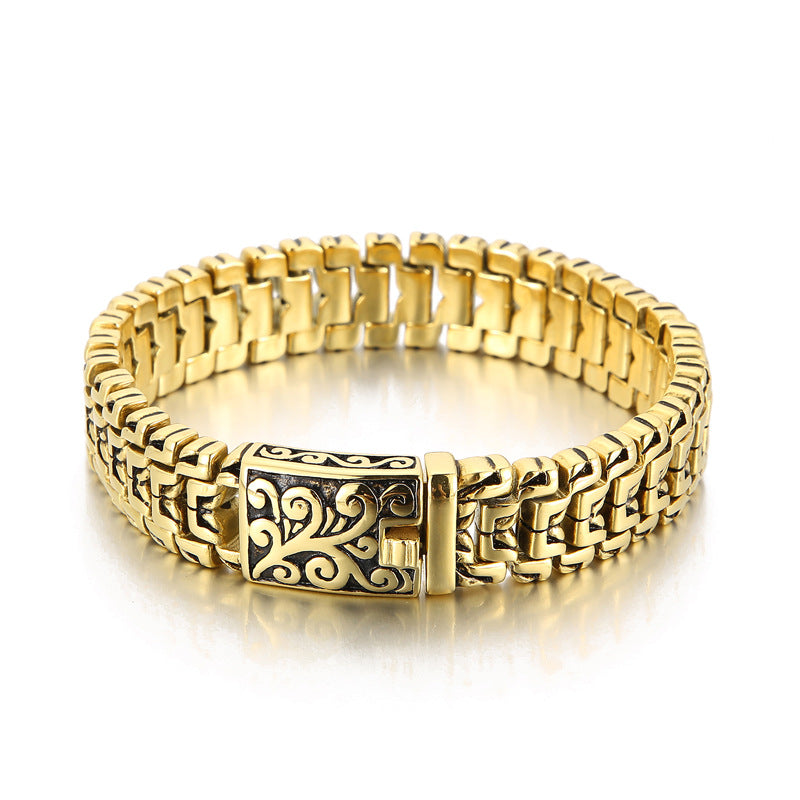 In Europe & The United States – Hip-Hop Flower Men's Titanium Steel Bracelet