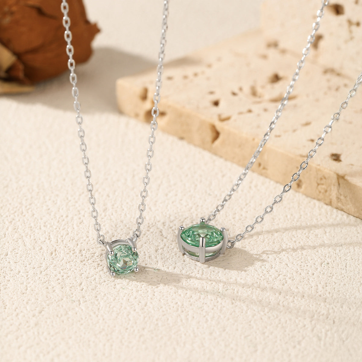 925 Sterling Silver Paraiba-Color Rose-Cut Zircon Necklace