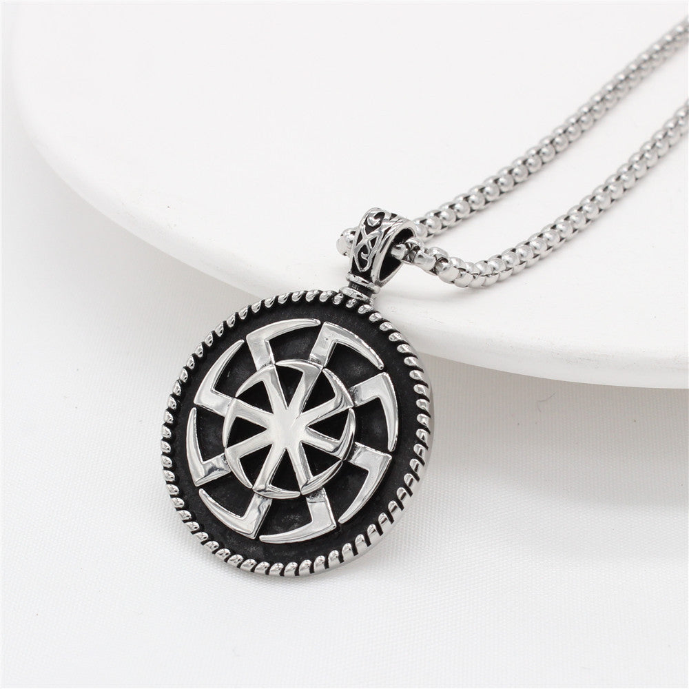Personalized Viking Pendant Unisex Titanium Steel Round By Planderful Protection Statement Jewelry Gift For Him