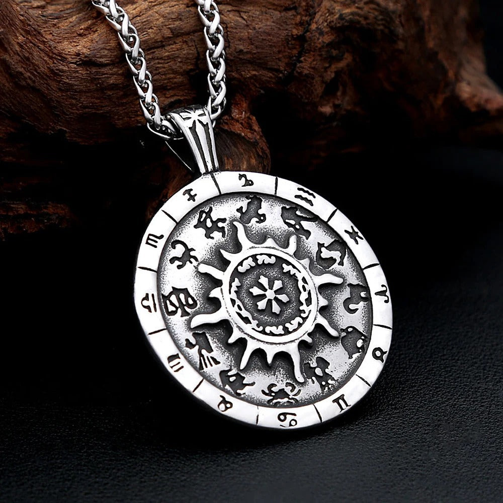 Sun Twelve Stainless Steel Pendant Necklace