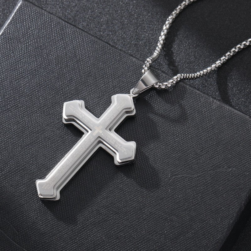 New Jewelry Titanium Steel Black Cross Pendant Necklace