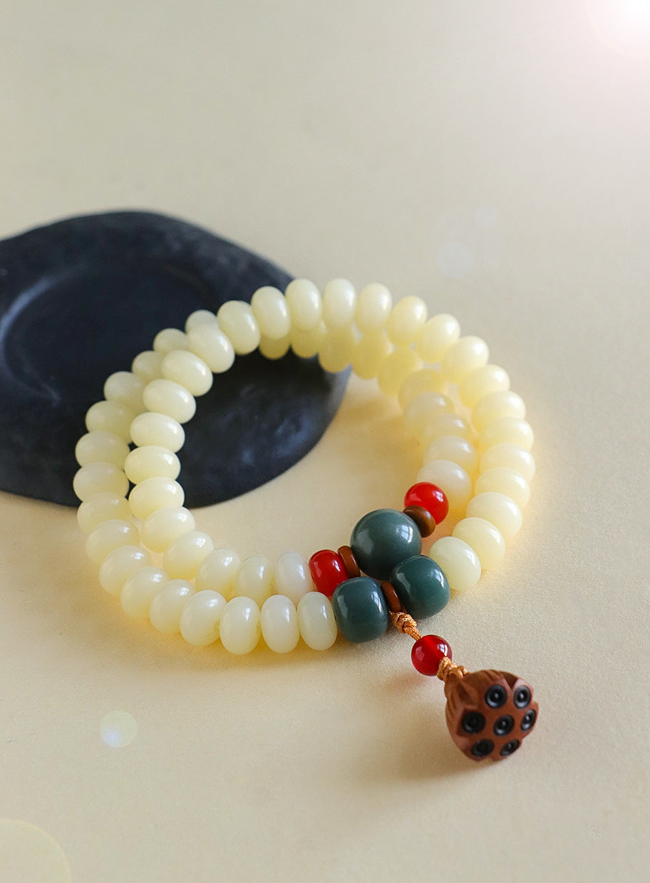 Planderful Fortune's Favor Bracelet – Elegant White Jade and Bodhi Beads