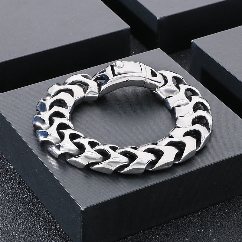 Planderful Square Snap Bracelet Titanium Steel For Men Punk