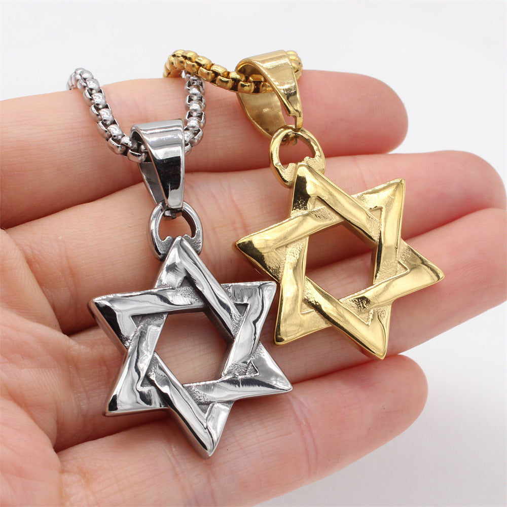 Hexagram Satellite Pendant Gold Plated Unisex Hip Hop Jewelry by Planderful Everyday Genie Collection Protection Statement Charm